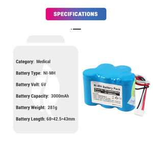 NI-<span class=keywords><strong>MH</strong></span> 6V <span class=keywords><strong>3000mAh</strong></span>高品質充電式RC3000SC05AA MCM440 PT MCM550 ST Optima VSシリンジポンプ用医療用バッテリー - Product Image 2