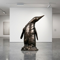 Statue de pingouin en bronze moulé à la cire perdue sur mesure - Sculpture d'animaux sauvages antarctiques sur mesure, sculpture en bronze