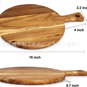 Acacia <b>Wood</b> Cutting Board 16 Inch Round With Handle Solid <b>Wood</b> Kitchen Chopping <b>Block</b> For Cheese Pizza Fruit - Product Image 1