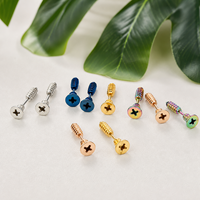 Boucles d'oreilles clous hypoallergéniques en acier inoxydable plaqué or PVD 18 carats, design vis, Joyas Para Mujer, Usine Kaishee