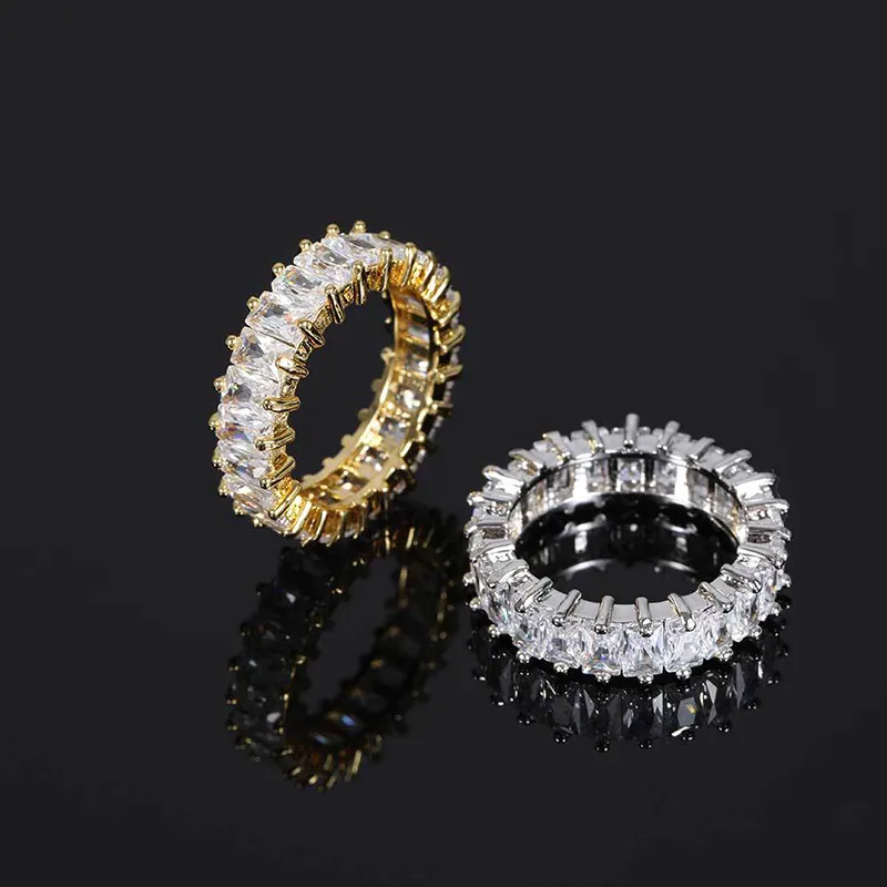 New Arrival Low Price Real Gold Plating Jewelry Hip Hop Style 6mm Single Row Zircon Ring For European And American Couple