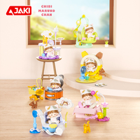 JAKI Produk Baru CHIBI MARUKO Blok Bangunan Kucing Lucu Blind Box Lisensi Resmi Mainan Seru