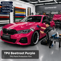 WrapMaster 1.52*15m Film de protection de peinture (PPF) TPU violet betterave 7.5mil auto-réparant pour covering de véhicule, logo personnalisé