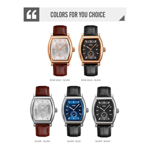 Reloj cronógrafo cuadrado para hombre, correa de cuero de lujo, reloj de cuarzo resistente al agua 30M - Product Image 3