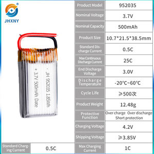 Batterie rechargeable personnalisée en usine 952035 3.7v 500mah 25c Lipo pour avion modèle <span class=keywords><strong>Syma</strong></span> X5 X5C, voitures RC - Product Image 6