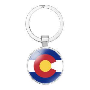 Llavero con Diseño de Bandera de Estados Unidos, Gema del Tiempo, 25 mm, Material Mixto de Vidrio y Metal, Redondo - Product Image 1
