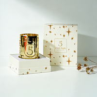 Cubierta de Lujo para Portavelas Dorado Hueco - Número 5 y Letra Recortada, Pantalla Decorativa para Velas Aromáticas, Regalo de Decoración para el Hogar