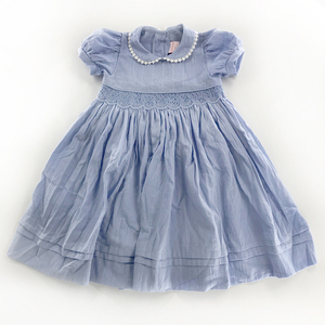 Robe smockée pour fille, vêtements pour enfants, boutique, fabrication artisanale, été, Noël, robe smockée en coton rose - Product Image 4