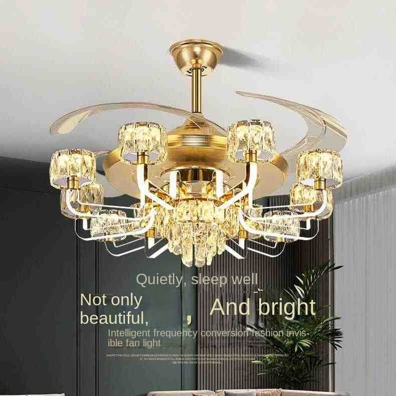 Modern Luxury Nordic LED Ceiling Fan Light New Invisible Fan Headlight for Living Dining Room 60W Smart Inverter Fan Plastic