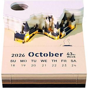 <span class=keywords><strong>Calendario</strong></span> de Castillo Mágico 3D de búsqueda de carreteras con luz Led 2026, Bloc de notas artesanal de papel, <span class=keywords><strong>calendario</strong></span> de escritorio creativo, arte de tallado de papel Diy - Product Image 2