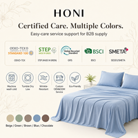 HONI Ventes chaudes Draps et taies d'oreiller en viscose / coton 200TC de style moderne, couleur unie, taille King, 4 pièces, doux, pour la chambre à coucher