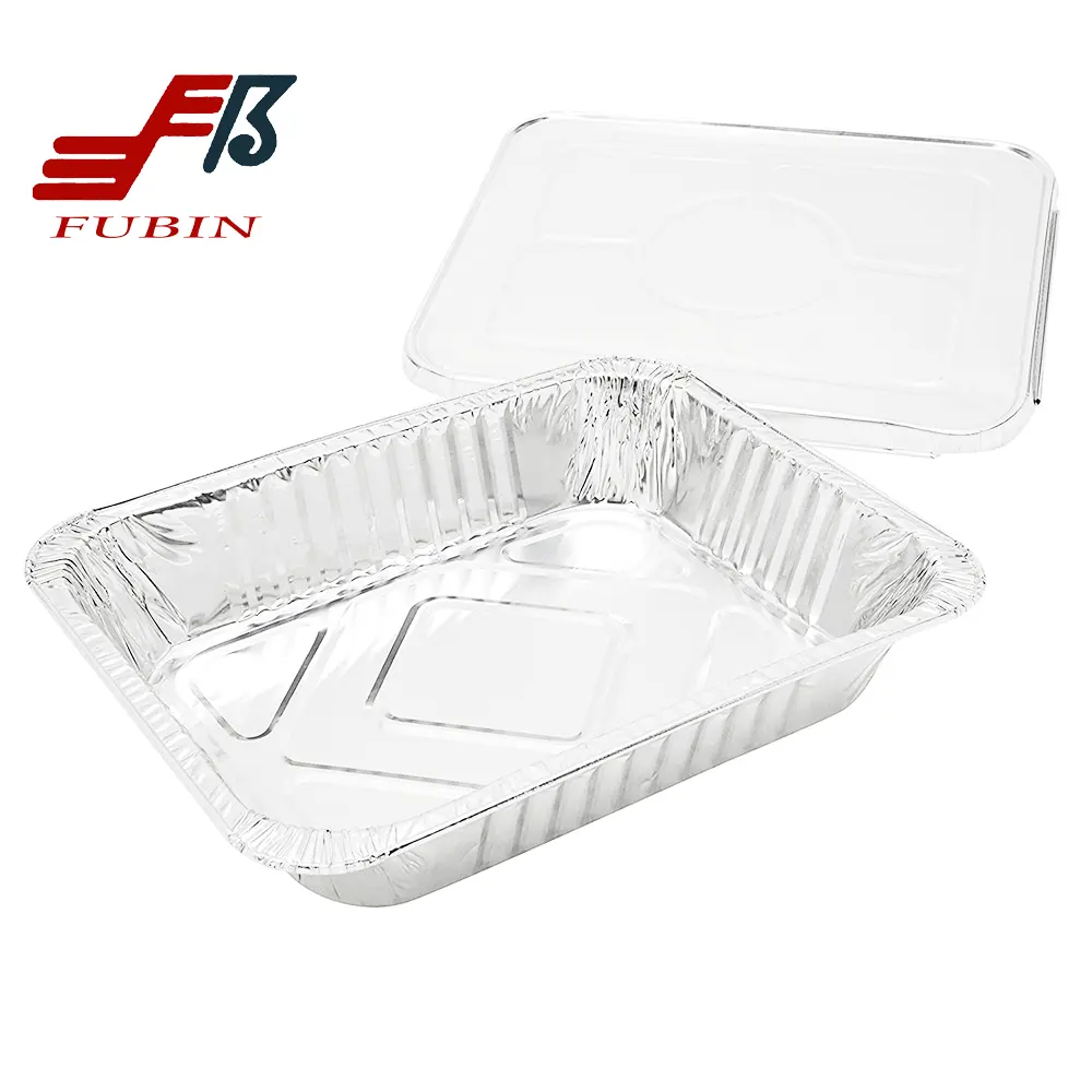 Aluminum Baking Tray 9 by 13 Rectangular Foil Container With Covers For Food Cooking Tin Boxes