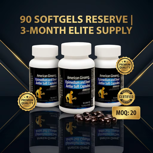 Complément alimentaire pour la santé masculine en gros |   Ginseng américain + Epimedium + Bois de cerf |   Capsules molles |   Soutien immunitaire et énergie | - Product Image 1