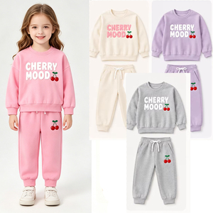 Set Felpa e Pantaloni in Pile Personalizzati per Bambini, Tuta Casual Quotidiana in 2 Pezzi per Ragazze, Completo Morbido a Maniche Lunghe - Product Image 1