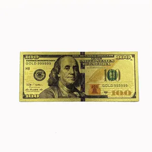 Custom Ontwerp Usd 100 Dollars Gouden Geldkaart Usa 24K Verguld Bankbiljet