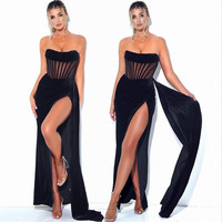 Robe de Soirée 2026 Personnalisée pour Femme, Sexy et Élégante, en Satin et Velours, avec Manches Ballon, Coupe Moulante, Drapée, Corset et Fente Haute, pour Bal de Promo