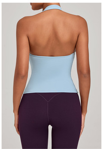 Débardeur de yoga pour femme GH, col halter, col carré, coupe ajustée, vêtements de sport actifs, sensation de nu, sport, gym, fitness, course à pied, débardeur Mujer - Product Image 5