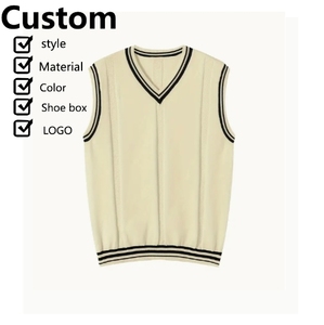 Chaleco de suéter de punto para uniforme escolar de estudiante, chaleco informal con cuello en V, suéter sin mangas, cárdigan escolar - Product Image 1