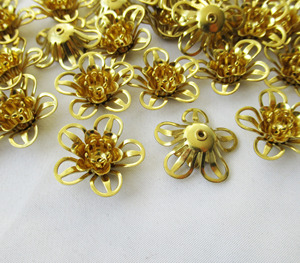 Latón <span class=keywords><strong>Doble</strong></span> Pétalo <span class=keywords><strong>Portulaca</strong></span> Grandiflora <span class=keywords><strong>Flor</strong></span> 19,5mm Filigrana Hallazgo - Product Image 1