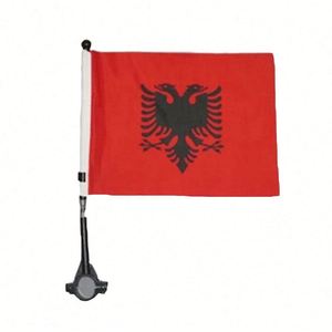 ธงจักรยานแอลเบเนีย ขนาด 6*8 นิ้ว ผลิตจากโพลีเอสเตอร์ 100% ขายส่งสำหรับงานฟุตบอล ตกแต่งภายในและภายนอกอาคารเพื่อการศึกษา - Product Image 1