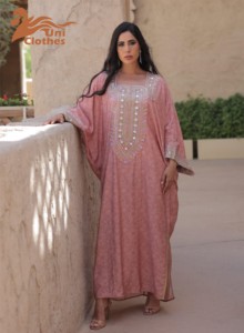 عباية دبي بتصميم موحّد وتخصيص، فستان مسلم بتطريز وأكمام جناح الخفاش، قفطان مغربي فضفاض مريح، جلابية نسائية لرمضان - Product Image 4