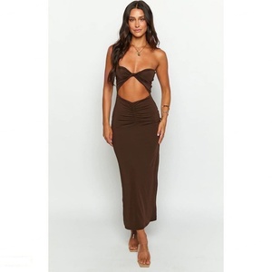 Robe longue blanche florale à col en V sans manches, sexy, en dentelle, à fines bretelles, écologique, tissée, longueur midi – Grande Vente - Product Image 4