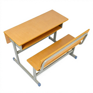 Ensemble table et chaise d'écolier Zoshine Classic Triangle, facile à nettoyer, plateau en <span class=keywords><strong>bois</strong></span>, structure métallique, pour usage scolaire - Product Image 2
