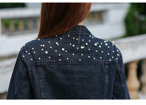 Manteau en jean décontracté surdimensionné pour femme, brodé de perles, à manches longues, idéal pour la randonnée ou les mariages - Vente en gros - Product Image 2