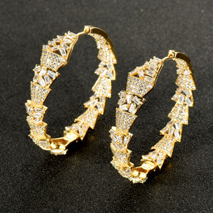 HIBRIDE alla moda oro placcato donne orecchini da sposa con scintillante Baguette CZ gioielli di bellezza accessori all'ingrosso E-959 - Product Image 3