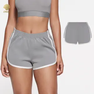 Luluxixiyaya Cordón Sin elástico Algodón Suelto Contrato Color Curva Parte inferior Mini Longitud Hot GYM Shorts Mujeres Sexy