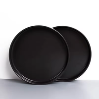 Assiettes en porcelaine EKA Black Nordic pour restaurant, 10 pouces, vaisselle en céramique, assiettes en grès, articles en stock