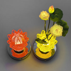 Vase lumineux en verre à la œillets, fleur artificielle, veilleuse, chambre à coucher, salon, lampe de table créative à LED, cadeau de fête des mères - Product Image 4