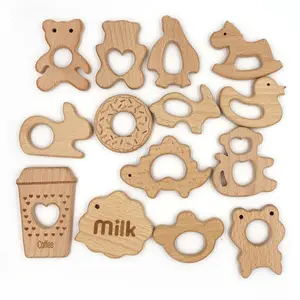 FAI DA TE Del Bambino Palestra Giocattoli di Legno Del Pendente Della Collana di Grado Alimentare di Legno Teether Giocattoli Tartaruga Koala Balena Tartaruga di Legno Dentizione Giocattoli