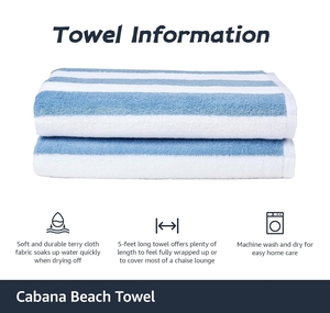 Logotipo personalizado Súper grande Alta absorción de agua 100% Algodón Rayas Toallas de <span class=keywords><strong>playa</strong></span> Hotel Toallas de baño de lujo - Product Image 2
