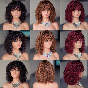 Perruque bouclée africaine, entièrement fabriquée à la machine, 100% cheveux indiens Remy, sans colle, longueur 10 pouces, densité 180%, 8A-12A, 1 pièce - Product Image 3