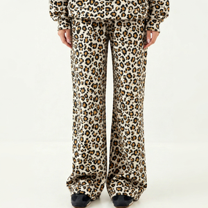 Pantalon large pour femme, imprimé léopard blanc et jaune, taille haute, coupe ample, décontracté, mode, pantalon de qualité supérieure, vêtements streetwear - Product Image 1