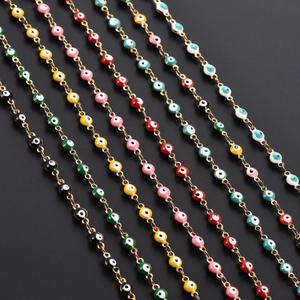 Collier ras du cou en acier inoxydable de 4 mm avec pendentif œil turc rond, plaqué <span class=keywords><strong>or</strong></span>, pour femmes et hommes, bijoux en métal - Product Image 1