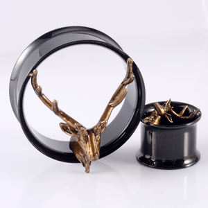 Punk acier inoxydable crâne et cuivre bouchons d'oreille tête <span class=keywords><strong>de</strong></span> mouton jauges d'oreille chapeau canaux bouchons Tunnel extenseur civières Piercing bijoux - Product Image 5