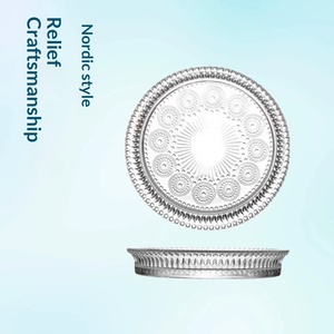 Plateau en verre épais et durable, style européen, motif végétal en relief, pour fruits, sushis et tournesols, assiette de dîner de camping, style nordique - Product Image 4
