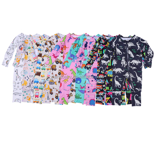 Tuta in morbido bambù Unisex personalizzata pigiama manica lunga pagliaccetti con cerniera stampati con animali dormienti <span class=keywords><strong>per</strong></span> abiti da bambina - Product Image 1