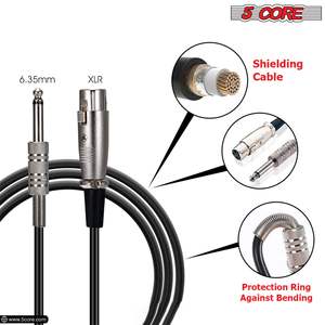 5 Core Professional Dynamic Cardioid Handheld <b>Microphone</b> Copper XLR Connector for <b>Singing</b> Karaoke - Product Image 4