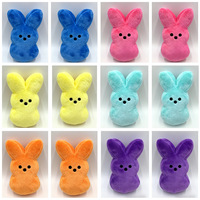 Großhandel OEM Maßgefertigtes Plüschtier Osterhase im Peeps-Stil Gefüllte Kaninchenpuppe Mehrfarbig Weiches Plüsch für Feiertags-Werbegeschenke