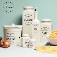 Bocaux de rangement de cuisine en céramique carrée beige personnalisés avec couvercle hermétique, contenants alimentaires durables pour cadeaux
