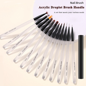 Pinceaux à ongles personnalisés avec logo, manche transparent, applicateur d'huile, pour manucure, liner, détails, plats, ovales, ronds, pour gel, French, ombré, design, peinture - Product Image 1
