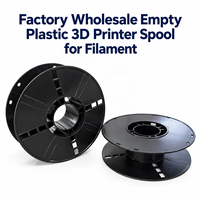 Gulungan Filamen Printer 3D Plastik Hitam Kosong 1kg 200mm Tahan Kelembapan Dapat Didaur Ulang untuk ABS PLA PETG Penggulungan dan Pengemasan