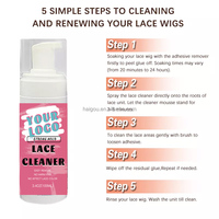 Shampoo pour perruques à base d'huile de coco avec étiquette personnalisée et logo, nettoyant moussant pour dentelle avec brosse de nettoyage