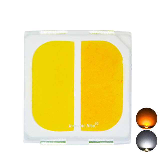 High Efficiency 3030 Bi-color SMD LED Chip 0.5W+0.5W 3.0-3.4V 2700K-6500K High Voltage CRI 80 Sanan 120 Viewing Angle Dimmable
