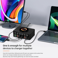 Base de Carga Inalámbrica Magnética, Estación de Carga Multi-pantalla de 6 Puertos, Estación de Carga USB Inteligente para Teléfonos Móviles