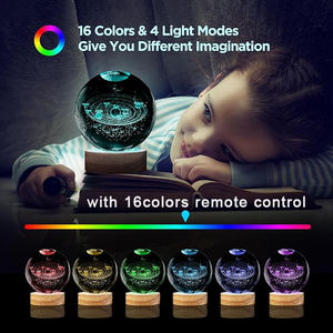 Оптовая продажа, художественный хрустальный шар, ночник, 3d светящаяся Солнечная система, хрустальный шар, украшение, светодиодная ночь - Product Image 2