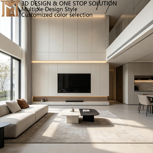 Mobile TV Modulare di Lusso Moderno con Armadietti a Parete e Illuminazione LED Integrata per Soggiorno con Soffitto Alto - Product Image 3